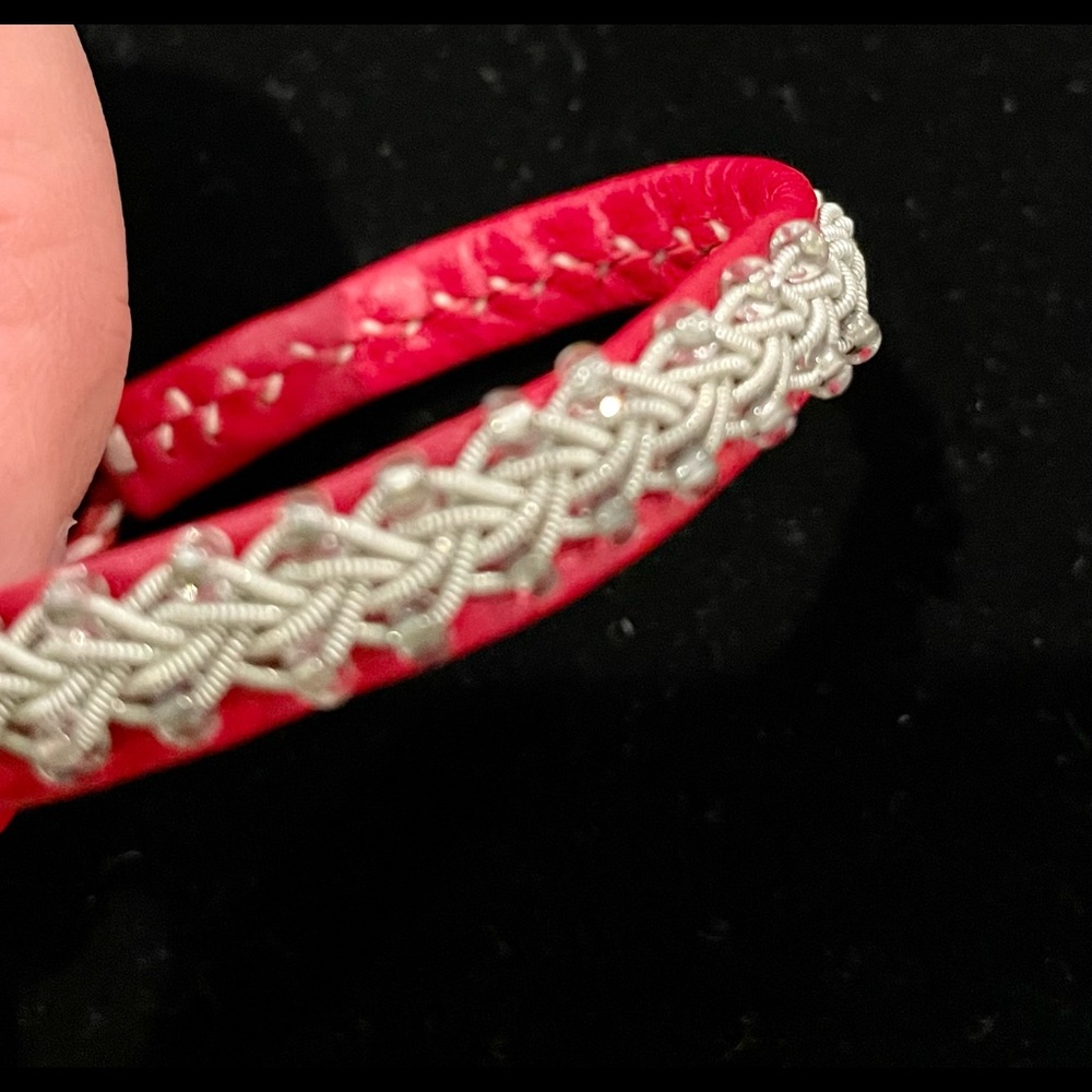 Red Artisan Leather Bracelet
